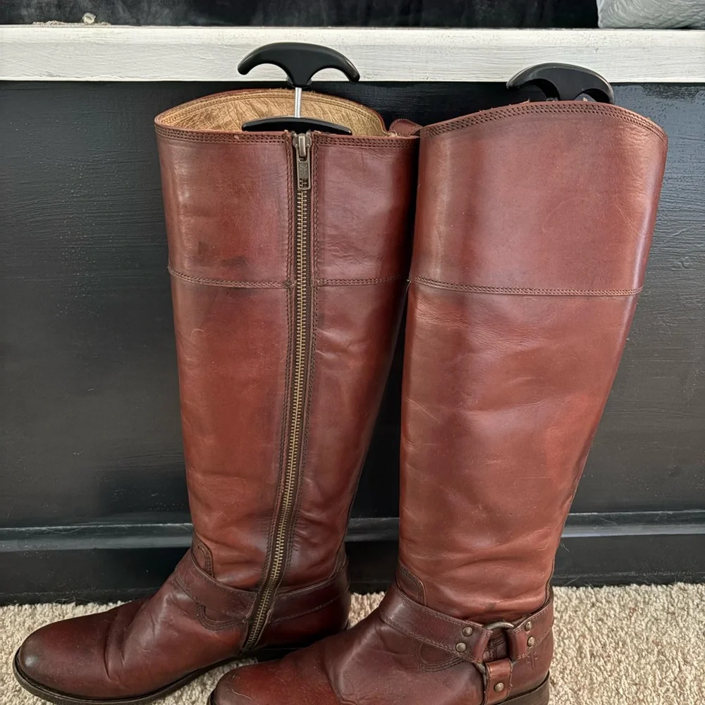 FRYE MELISSA Button Extended Calf Boots - Whiskey - Picture 2 of 9